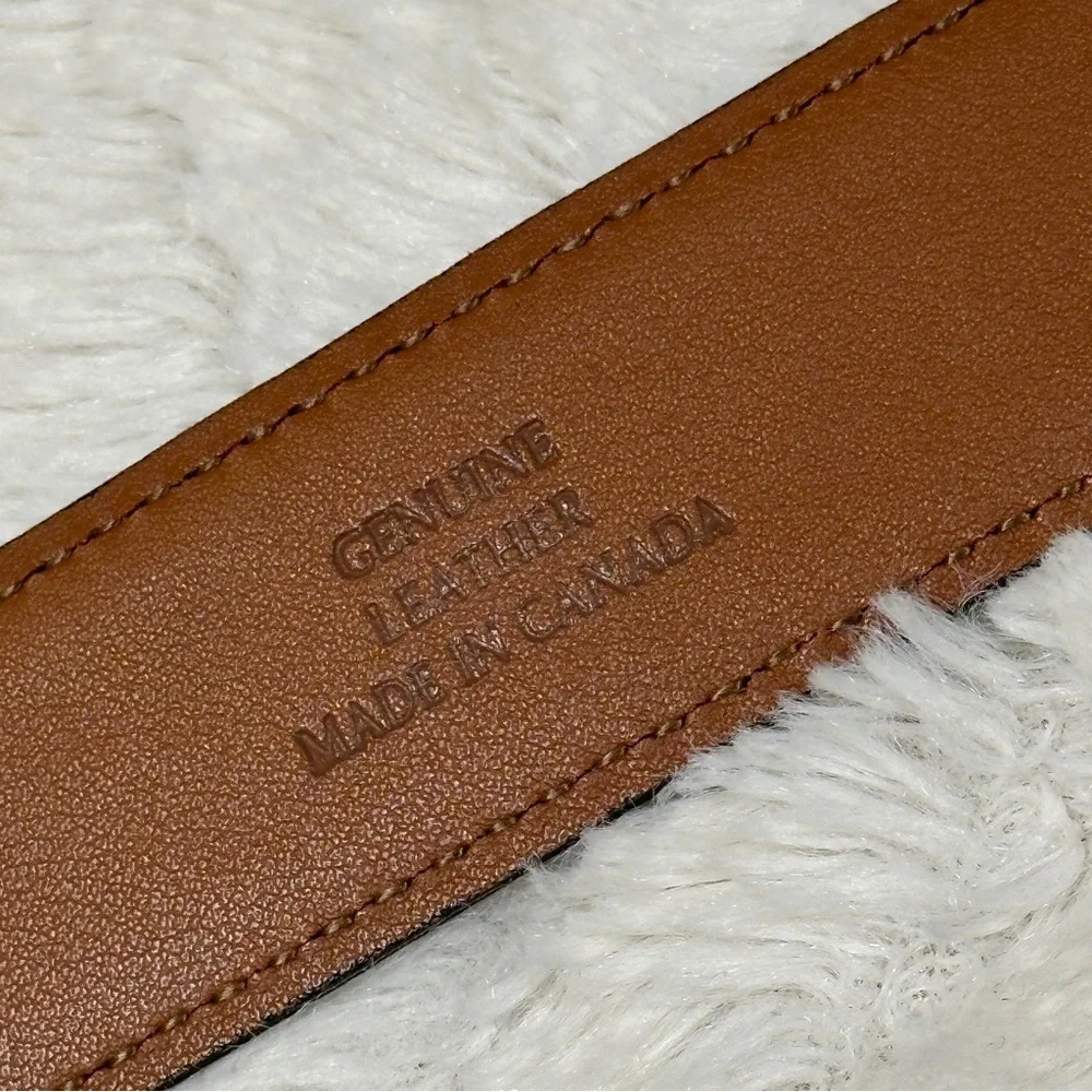 Men’s Brown Genuine Leather Belt, 32 , Shiny Silver Buckle 1.25 inches wide EUC!